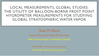 LOCAL MEASUREMENTS, GLOBAL STUDIES:  THE UTILITY OF BALLOON-BORNE FROST POINT  HYGROMETER
