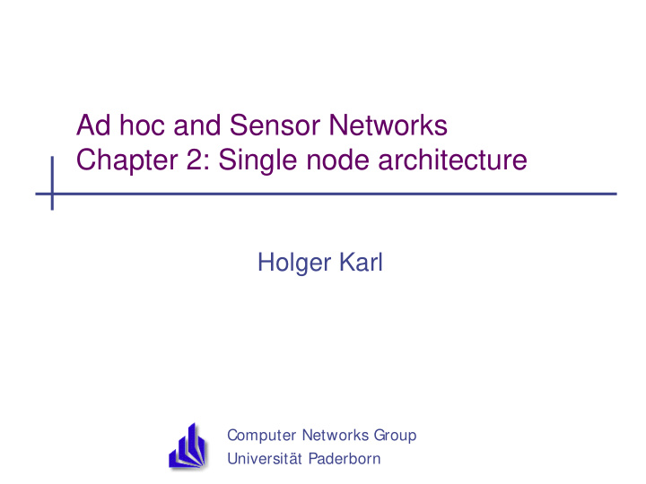 ad hoc and sensor networks chapter 2 single node