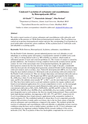 Abstract  We wish to report reaction of various carbamates and oxazolidinones with carboxylic acid