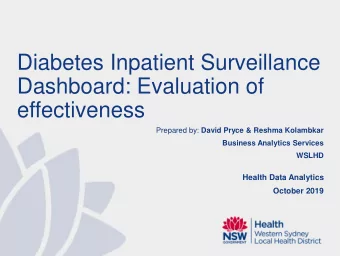 effectiveness Prepared by: David Pryce &amp; Reshma Kolambkar  Business Analytics Services  WSLHD