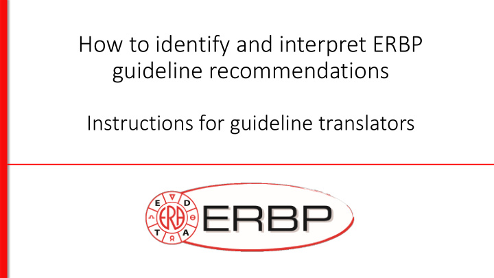 guideline recommendations