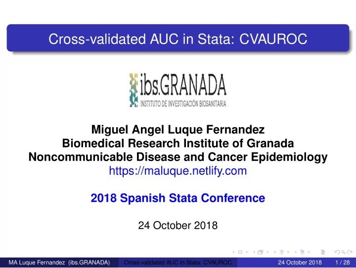 cross validated auc in stata cvauroc