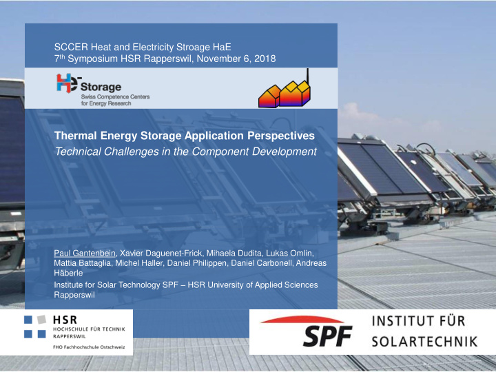 thermal energy storage application perspectives technical