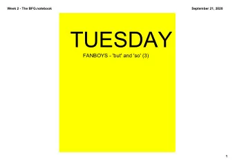 TUESDAY  FANBOYS  'but' and 'so' (3)  1  SPELLING  We will be learning to spell:  Words ending in
