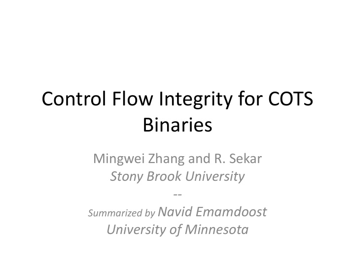 control flow integrity for cots binaries