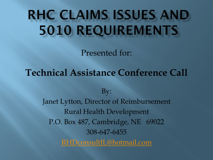 technical assistance conference call