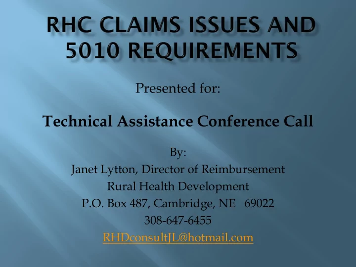 technical assistance conference call