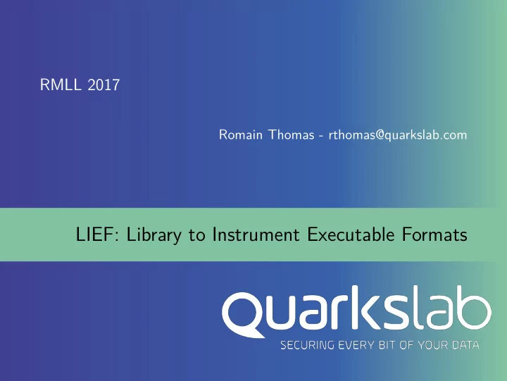 lief library to instrument executable formats table of