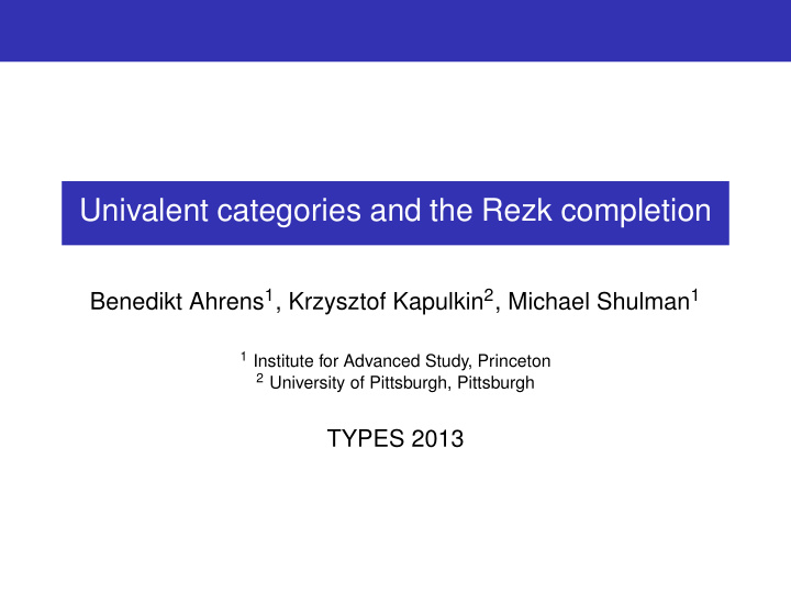 univalent categories and the rezk completion
