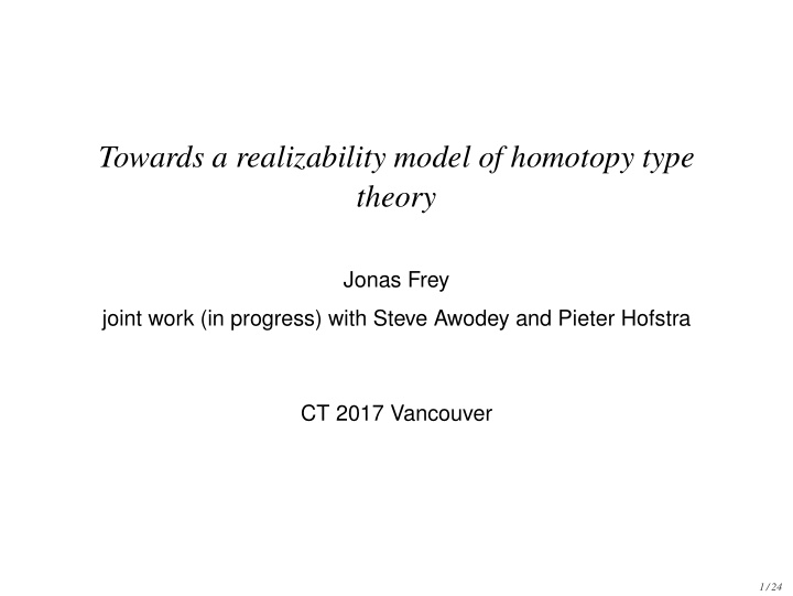 towards a realizability model of homotopy type theory