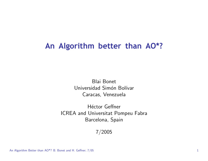 an algorithm better than ao