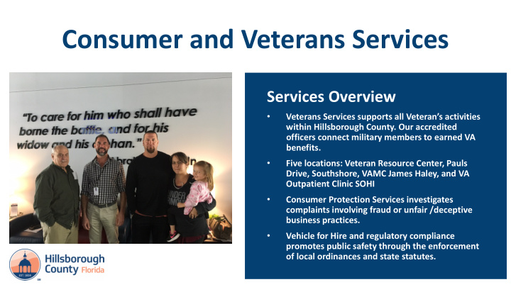 consumer and veterans services