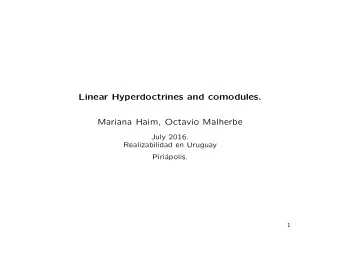 Linear Hyperdoctrines and comodules.  Mariana Haim, Octavio Malherbe  July 2016.  Realizabilidad en