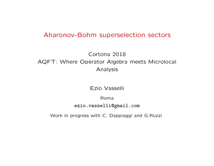 aharonov bohm superselection sectors
