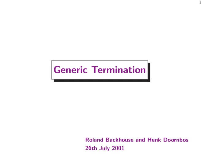 generic termination