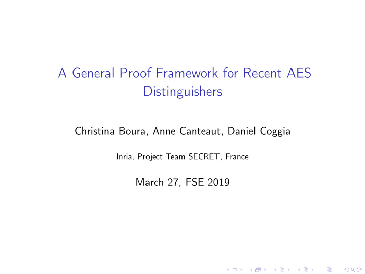 a general proof framework for recent aes distinguishers