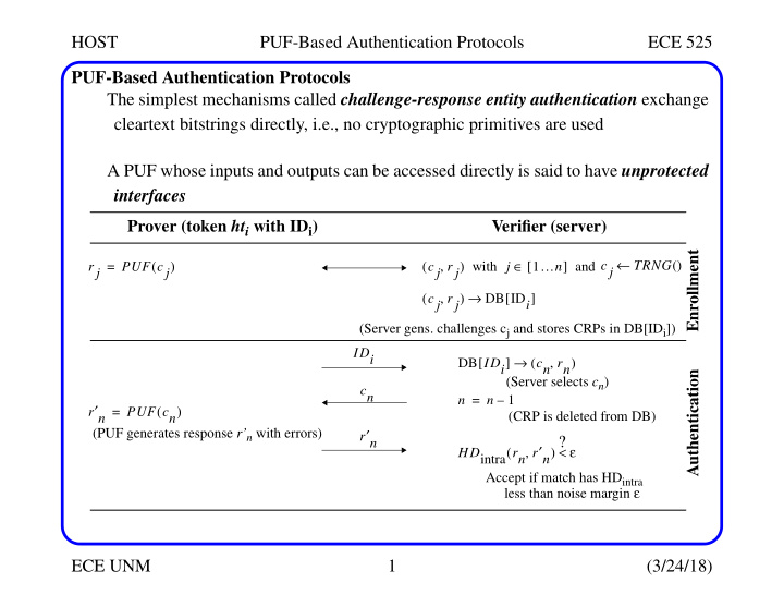 host puf based authentication protocols ece 525 puf based