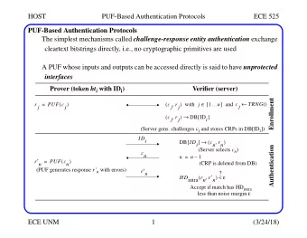 HOST  PUF-Based Authentication Protocols  ECE 525  PUF-Based Authentication Protocols The simplest