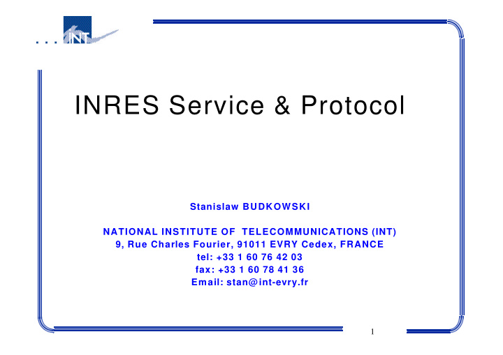 inres service protocol