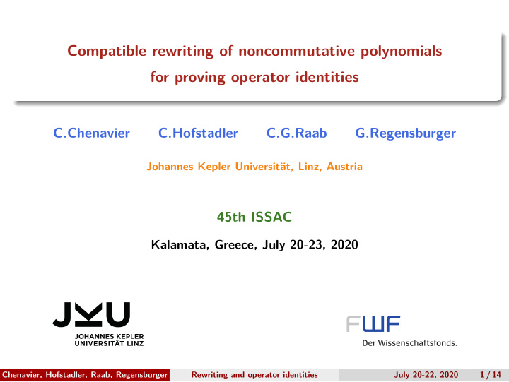 compatible rewriting of noncommutative polynomials for