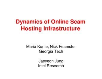 D  Dynamics of  i  f  O li  Online Scam  S  Hosting Infr  Hosting Infr  rastructure  rastructure