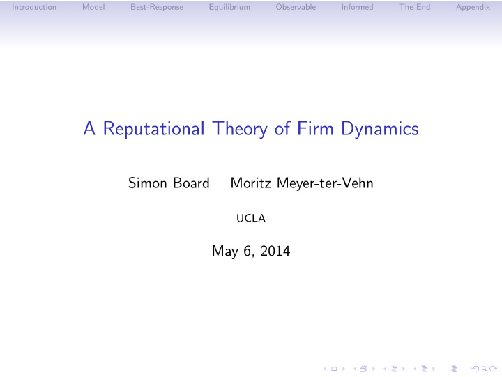 a reputational theory of firm dynamics