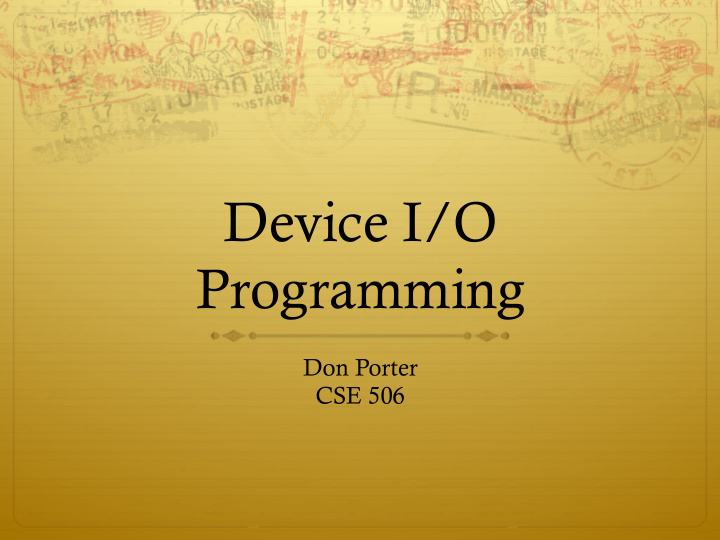 device i o programming
