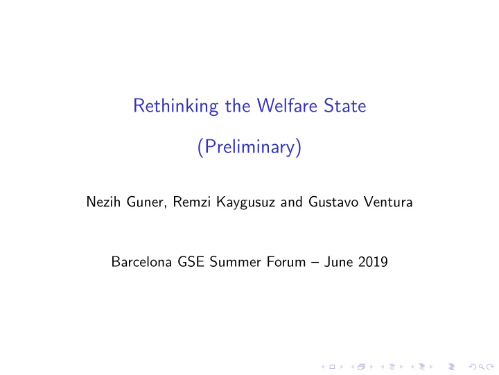 rethinking the welfare state preliminary