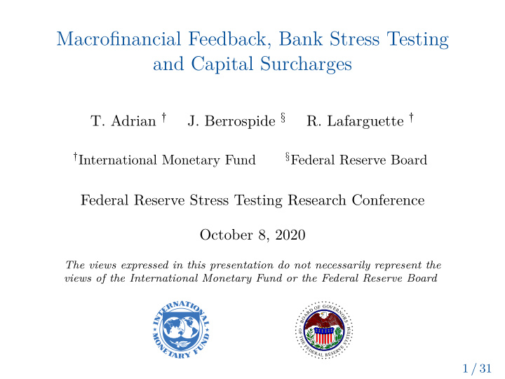 macrofinancial feedback bank stress testing and capital