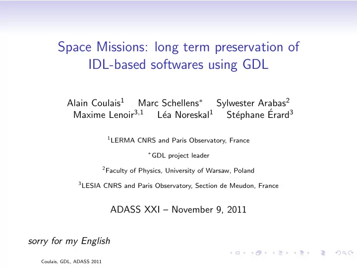 space missions long term preservation of idl based