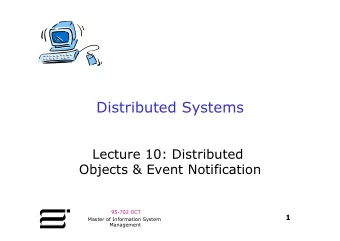 Distributed Systems  Lecture 10: Distributed  Objects &amp; Event Notification 95-702 OCT 1  Master
