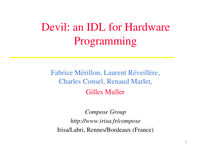 devil an idl for hardware programming