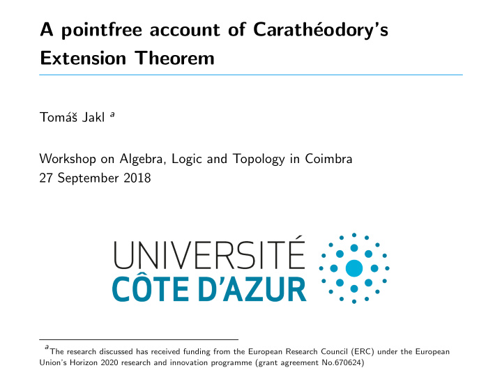 a pointfree account of carath eodory s extension theorem