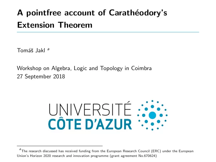 a pointfree account of carath eodory s extension theorem
