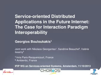 The Case for Interaction Paradigm  Interoperability Georgios Bouloukakis 1 Joint work with Nikolaos
