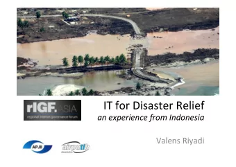 IT  for  Disaster  Relief    an  experience  from  Indonesia    Valens