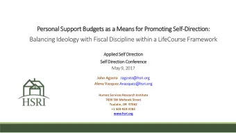 Personal S  Support  t Budgets  ts as a  a Means f  for Promoti  ting S  Self-Direc  ection:  n: