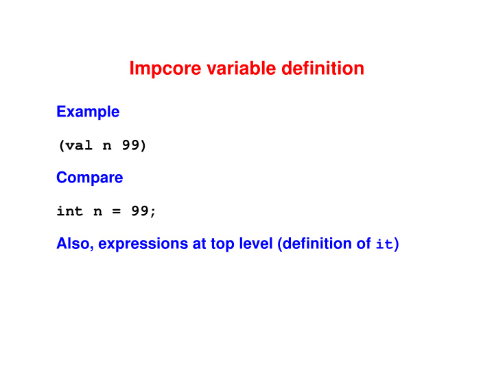 impcore variable definition