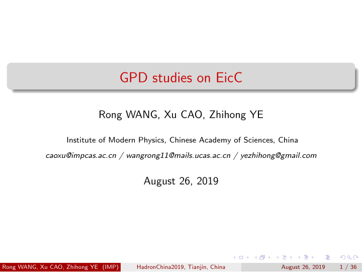 gpd studies on eicc
