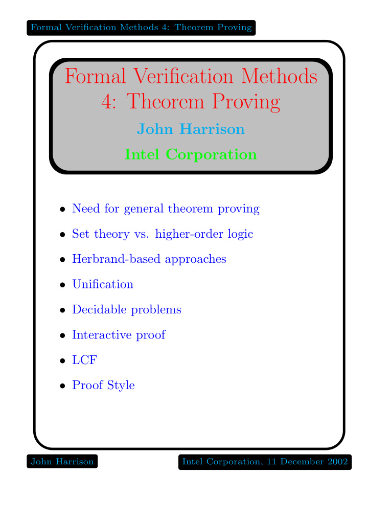 formal verification methods 4 theorem proving
