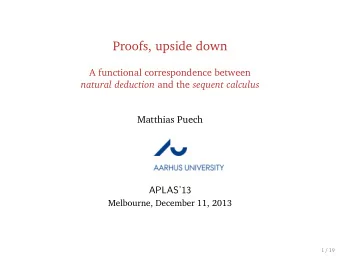 Proofs, upside down  A functional correspondence between natural deduction and the sequent calculus