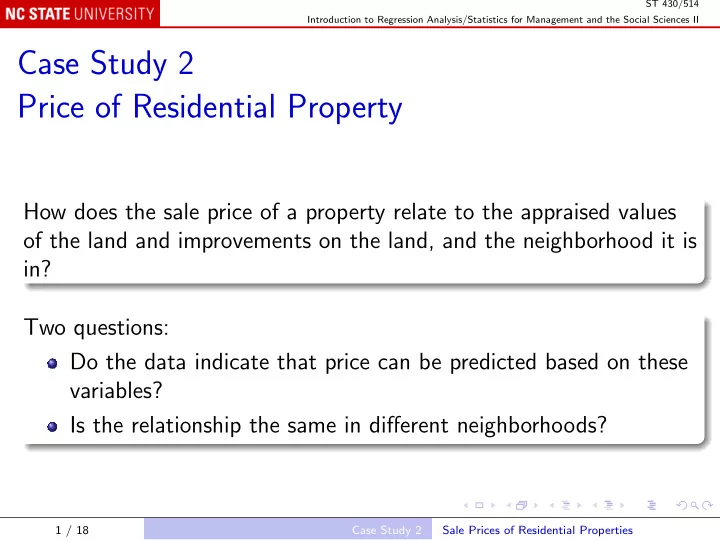 case study 2 price of residential property