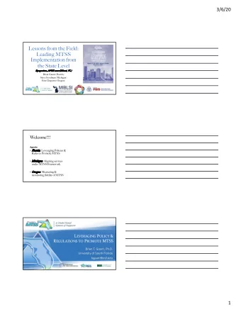3/6/20  Lessons from the Field:  Leading MTSS  Implementation from  the State Level  Sy  Symposium,