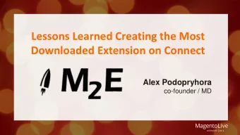 Lessons Learned Creating the Most  Downloaded Extension on Connect  Alex Podopryhora  co-founder /