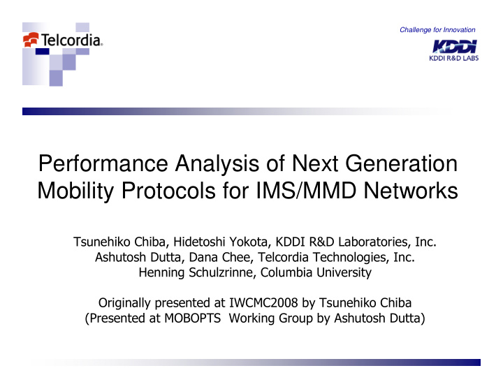 performance analysis of next generation mobility