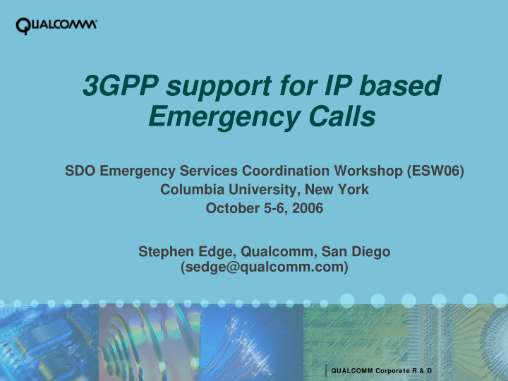 3gpp support for ip based emergency calls