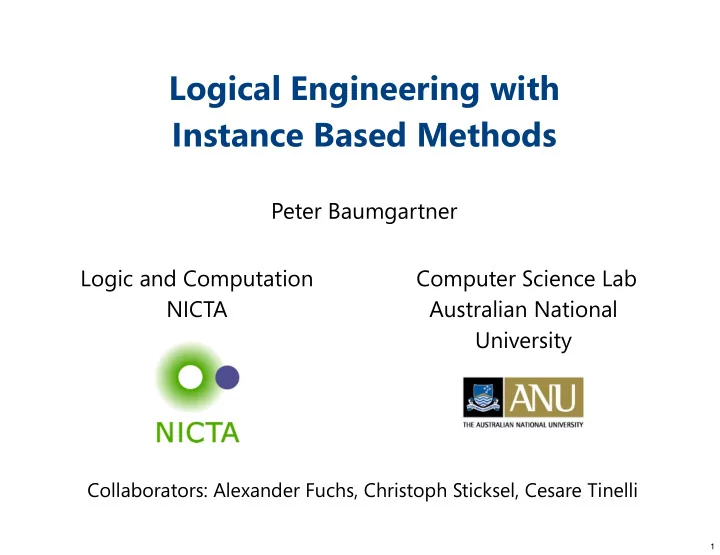 logical engineering with instance based methods