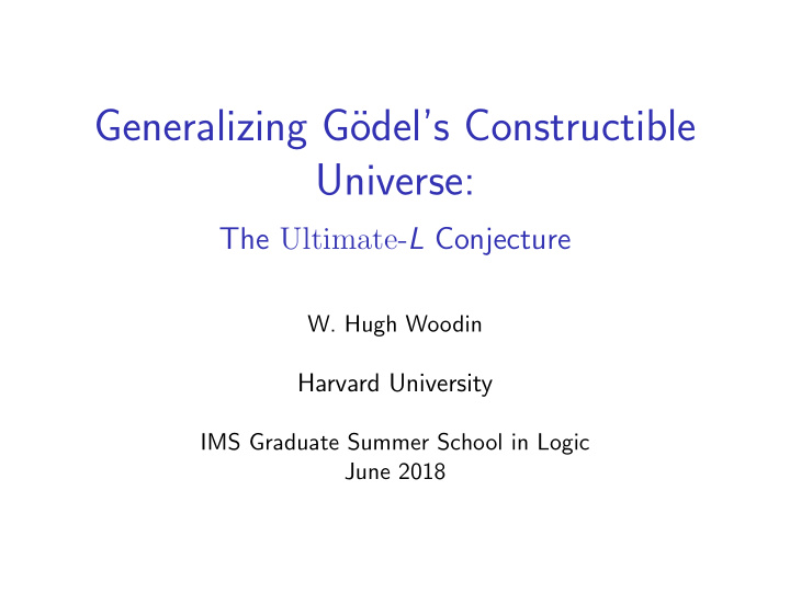 generalizing g odel s constructible universe
