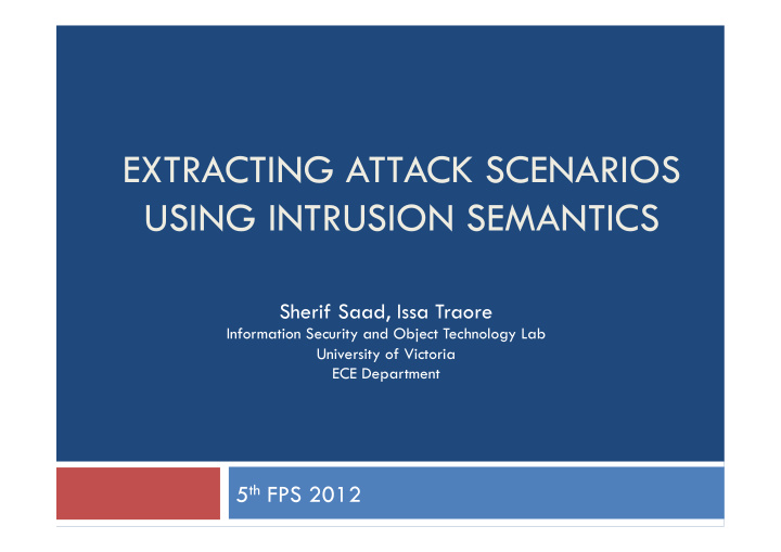 extracting attack scenarios using intrusion semantics
