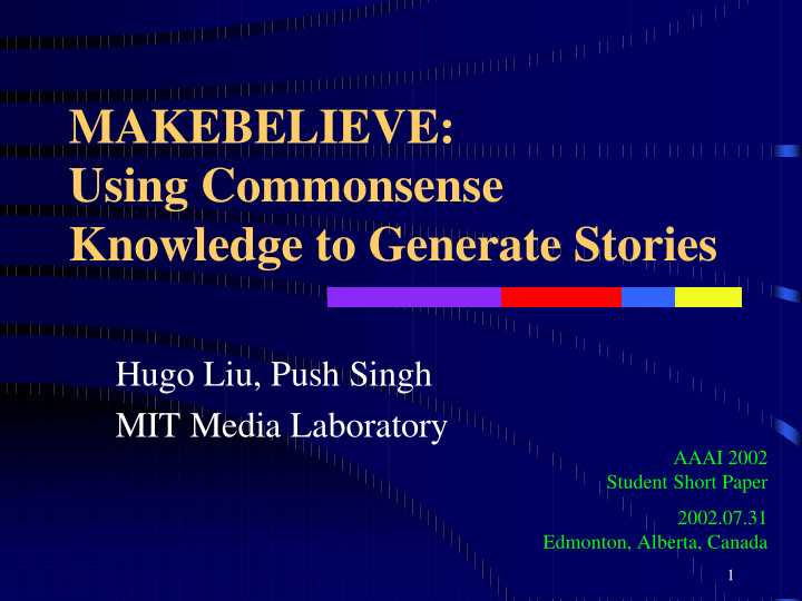 makebelieve using commonsense knowledge to generate